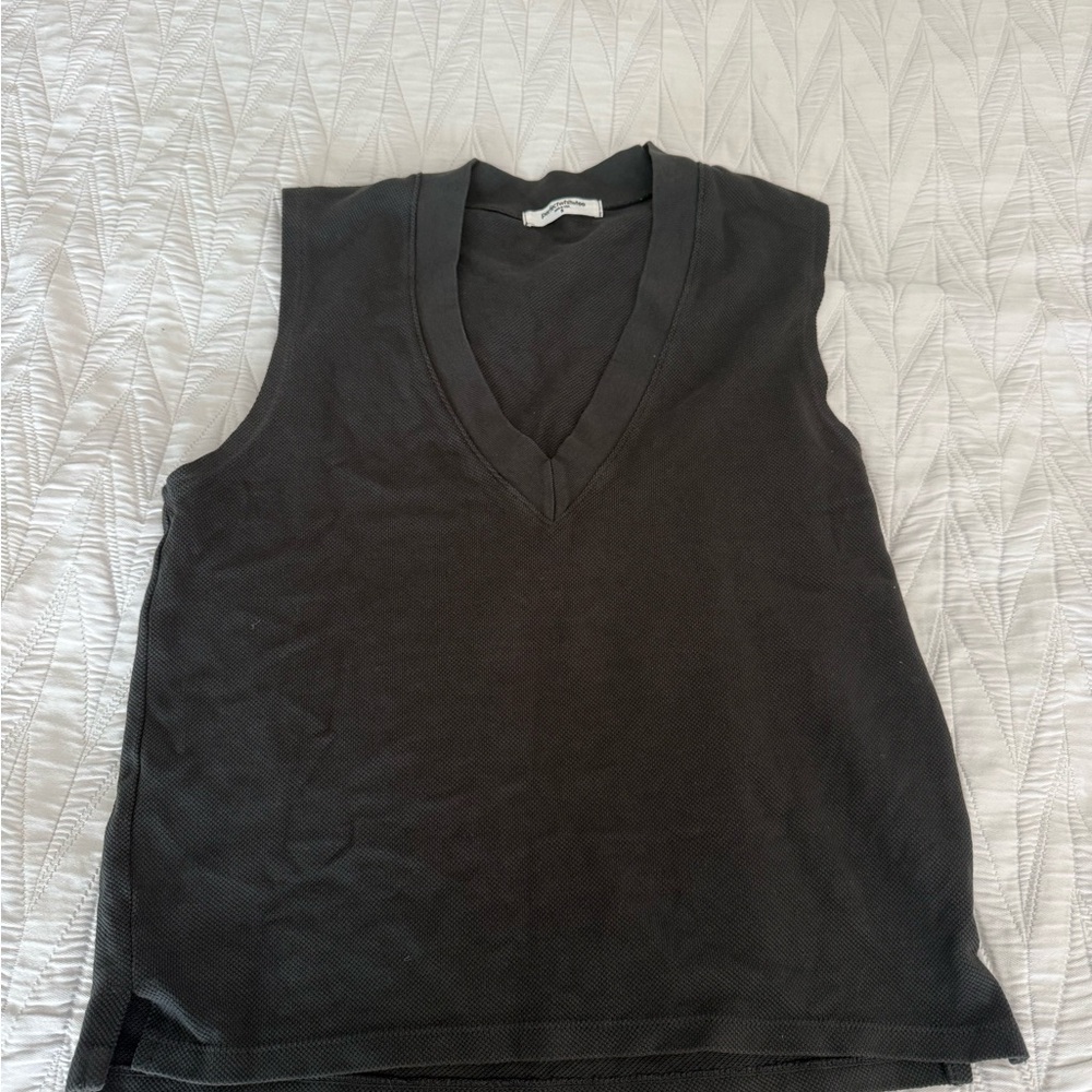 Perfectwhitetee Charcoal V-Neck Tank Top
